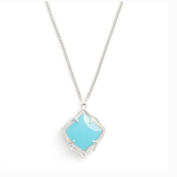 Kendra Scott Kacey Aqua Chalcedony Necklace - NWT - Picture 3 of 14
